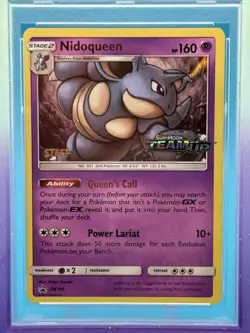 2019 POKEMON SM BLACK STAR PROMO TEAM UP PRERELEASE-STAFF NIDOQUEEN-HOLO PSA 9 - Image 2
