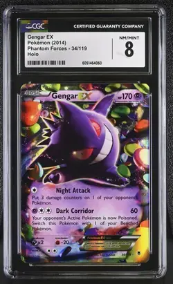 CGC 8 GENGAR EX 34 XY PHANTOM FORCES POKEMON - Image 1