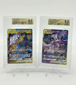 BGS 9.5 Pokemon Card Japanese Reshiram & Zekrom Mewtwo & Mew GX Tag Team 2CARD - Image 1