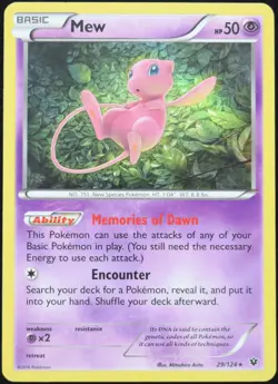 Pokemon TCG Mew 29/124 2016 Fates Collides Holo Rare Card - MP - Image 1