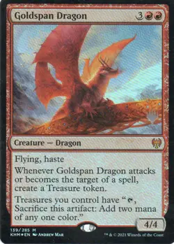 MTG: Kaldheim: Foil Promo Pack Goldspan Dragon: Lightly Played Condition - Image 1