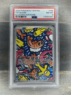 2024 POKEMON TWM EN-TWILIGHT MASQUERADE ILLUSTRATION RARE #186 TATSUGIRI PSA 8 - Image 1
