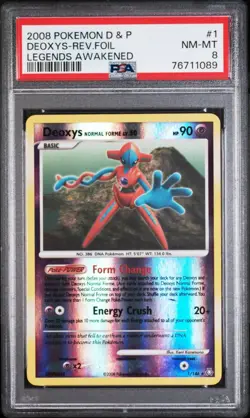Deoxys 1 PSA 8 Reverse Holo Rare Legends Awakened D & P - Pokemon 2008 Near Mint - Image 1