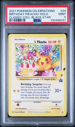 2021 POKEMON CELEBRATIONS CLASSIC COLL #24 BIRTHDAY PIKACHU-HOLO PSA 9 - Image 1
