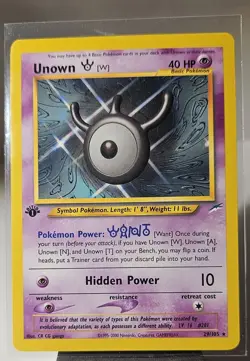 2000 Pokemon NEO-4 DESTINY "RARE" 1ST EDITION UNOWN (W) # 29 EXCELLENT COND. N/P - Image 1