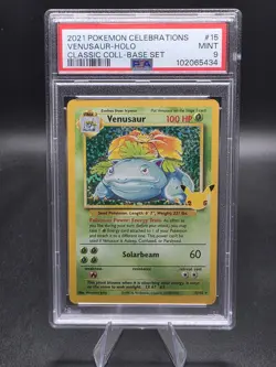 Pokemon PSA 9 MINT Celebrations Venusaur 15/102 Classic Collection Holo Rare - Image 1
