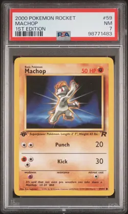 2000 POKEMON ROCKET 1ST EDITION #59 MACHOP PSA 7 - Image 1