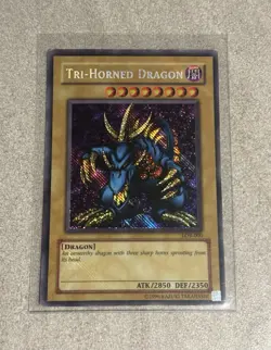 Yu-Gi-Oh! Tri-Horned Dragon LOB-000 Reverse Secret Rare Misprint MP/LP - Image 2