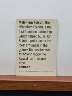 STAR WARS Wonderbread 1977 MILLENIUM FALCON No.13 Card NM - Image 2