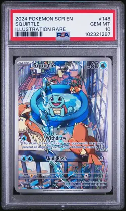 PSA 10 GEM MINT Squirtle 148/142 Stellar Crown Illustration Rare Pokemon Card - Image 1