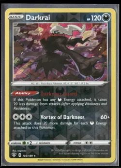 2020 Darkness Ablaze Set Pokemon Card 105 Darkrai Reverse Foil NM - Image 1