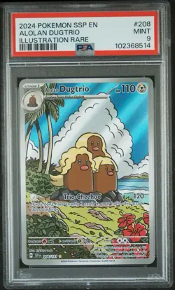 Alolan Dugtrio 208/191 Sv08: Surging Sparks Holo PSA 9 Graded Pokemon Card - Image 1