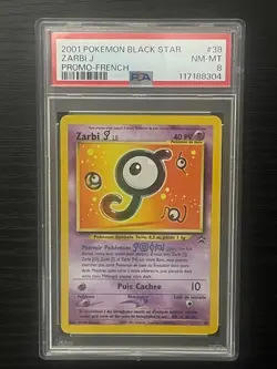 PSA 8 Pokemon TCG Zarbi Unown J Black Star Promo #38 French - Rare Pop 3! - Image 1