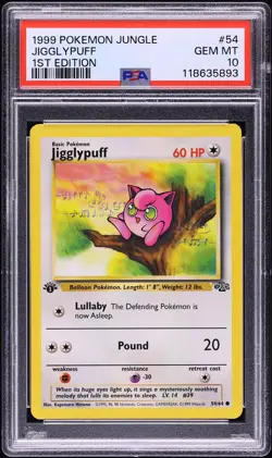 1999 Pokemon Jungle 1st Edition Jigglypuff #54 PSA 10 GEM MINT - Image 1