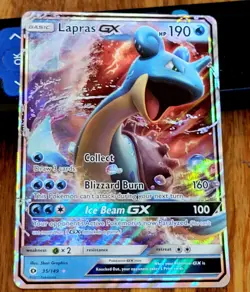 Pokemon TCG Lapras GX Sun & Moon Base Set 35/149 Holo Ultra Rare MP - Image 2