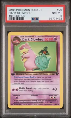 2000 POKEMON ROCKET 1ST EDITION #29 DARK SLOWBRO PSA 8 - Image 1