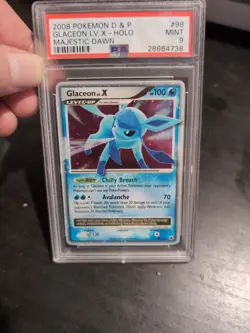 Pokemon Glaceon LV.X 98/100 D&P Majestic Dawn Holo Ultra Rare PSA 9 - Image 1