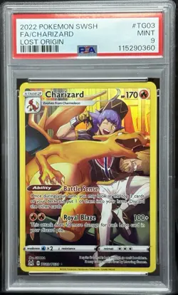 2022 POKEMON SWORD & SHIELD LOST ORIGIN #TG03 FULL ART/CHARIZARD PSA 9 - Image 1
