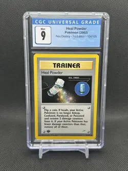 Heal Powder 104/105 1st Edition Neo Destiny 2002 Pokemon Card Graded CGC Mint 9 - Image 1