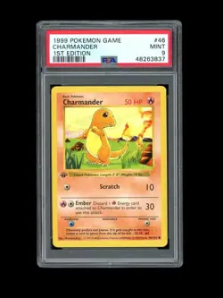 Pokemon PSA 9 MINT Charmander 1st Edition Shadowless Base Set 1999 Card 46/102 - Image 1