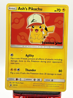 Ash's Pikachu - SM109 - Pokemon Sun & Moon Promo Rare Card LP - Image 1