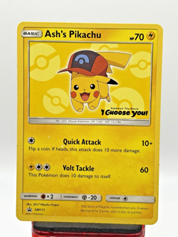 Pokemon Ash's Pikachu - SM111 - SM Black Star Promo Sun and Moon Card TCG LP - Image 1