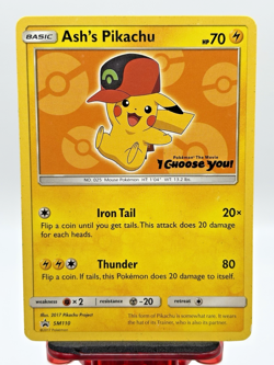 Ash's Pikachu - SM110 - Pokemon Sun & Moon Promo Rare Card LP - Image 1