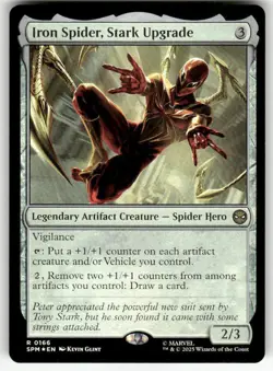 IRON SPIDER, STARK UPGRADE #166 FOIL (RARE) MTG MARVEL'S SPIDER-MAN - Image 1