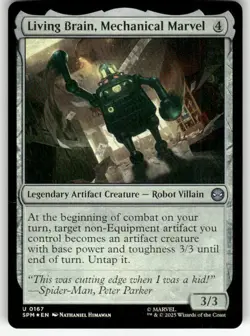 LIVING BRAIN, MECHANICAL MARVEL #167 FOIL (UNCOMMON) MTG MARVEL'S SPIDER-MAN - Image 1