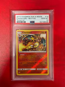 PSA 10 Gem Mint Charizard 14 Reverse Holo Foil 2019 Pokemon Sun & Moon Team Up - Image 1