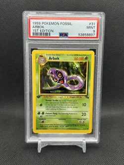 1999 Pokemon Fossil Arbok #31 1st Edition PSA 9 - Image 1