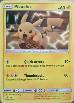 Pikachu - SM227 - Sun & Moon - Black Star Promo Holo Pokemon Card - LP! - Image 1