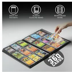 CardGuard 9-Pocket Trading Card Album Folder,Black , 360 Side Loading - Image 1