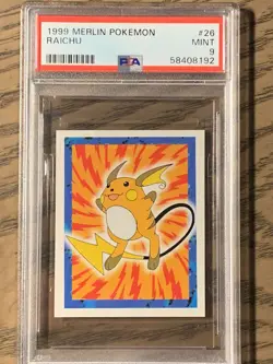 Raichu 1999 Merlin Pokemon Stickers #26 Cards PSA 9 None Higher - Image 1