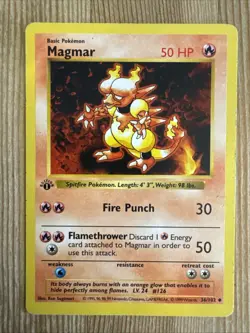 Magmar - 1st Ed Base Set Shadowless 36/102 TCG - Pokemon Card - MP - Image 1