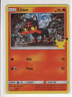 LITTEN HOLO-FOIL MCDONALDS 25TH ANNIVERSARY SET POKEMON CARD 15/25 LP - Image 1