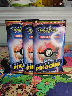 ×3 Pokemon "Detective Pikachu" 4-Card (Sealed) Booster Pack - Image 1