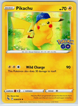 Pokemon TCG Pikachu 028/078 Pokemon GO Holo Rare 2022 - Image 1