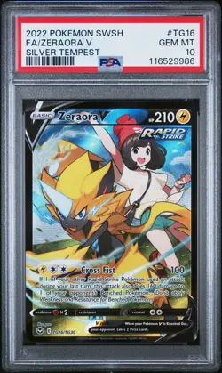 2022 POKEMON SWORD & SHIELD SILVER TEMPEST #TG16 FULL ART/ZERAORA V PSA 10 - Image 1
