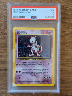 1999 Pokemon Game Base PSA 5 Mewtwo Holo #10 WOTC UNLIMITED FRESH GRADE SLAB - Image 1