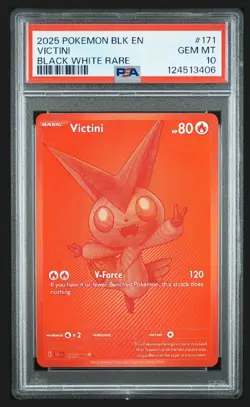 2025 POKEMON BLACK EN-BLACK BOLT BLACK WHITE RARE #171 VICTINI PSA 10 - Image 1