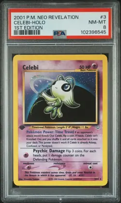 2001 POKEMON NEO REVELATION 1ST ED #3 CELEBI-HOLO PSA 8 - Image 1