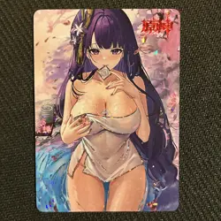 Genshin Impact Raiden Shogun Goddess Anime Waifu Hot Holo Card - Image 1