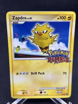 Vintage Zapdos 8/16 Pokemon Rumble TCG Trading Card Holo Stamped 2009 - Image 1