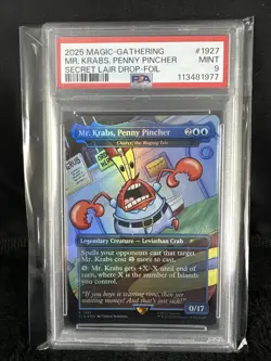 2025 MTG SECRET LAIR X SPONGEBOB 1927 MR. KRABS, PENNY PINCHER FOIL PSA 9 Mint - Image 1