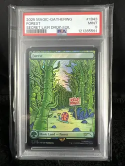 2025 MTG Magic The Gathering SpongeBob Secret Lair Forest Foil #1943 PSA 9! - Image 1