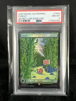 2025 MTG Magic The Gathering SpongeBob Secret Lair Forest Foil #1943 PSA 8! - Image 1