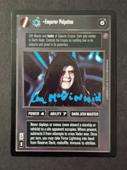 Ian McDiarmid Autographed Star Wars CCG Emperor Palpatine Signed Card Ultra Rare - Image 1