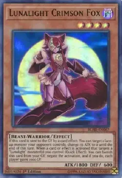 Yugioh Lunalight Crimson Fox - 1st Edition Ultra Rare NM - Free Holographic Card - Image 1