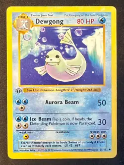 Dewgong 25/102 1999 1st Edition Base Set Pokemon Card WOTC Vintage Uncommon - Mp - Image 1